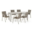 thumbnail image 1 of Roman Outdoor Modern 6 Seater Aluminum Dining Set with Tempered Glass Table Top, Silver, Taupe, 1 of 10
