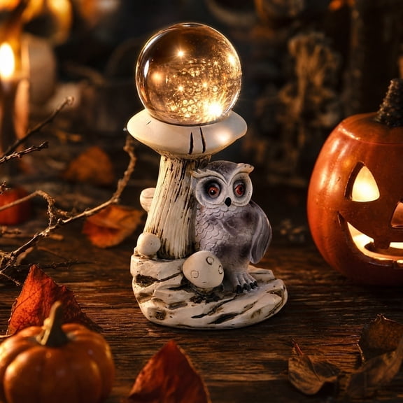 Roman Owl Crystal Ball Base Resin Style Plastic Stand for Crystal Orbs, Candles & Aromatherapy, Halloween Decor & Gothic Home Ornament, 3.94 Inch Tabletop Display
