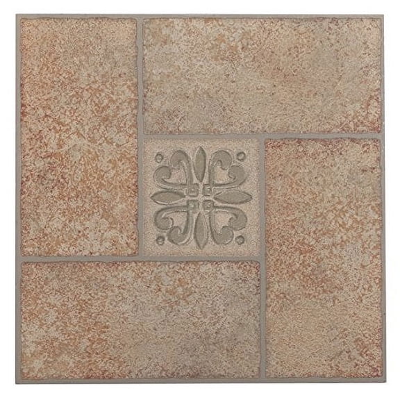 Roman Palace Collection 20 Pack of 12" x 12" Self Adhesive High Gloss (No Wax) Finish 1.2mm Thick Vinyl Tiles - Beige
