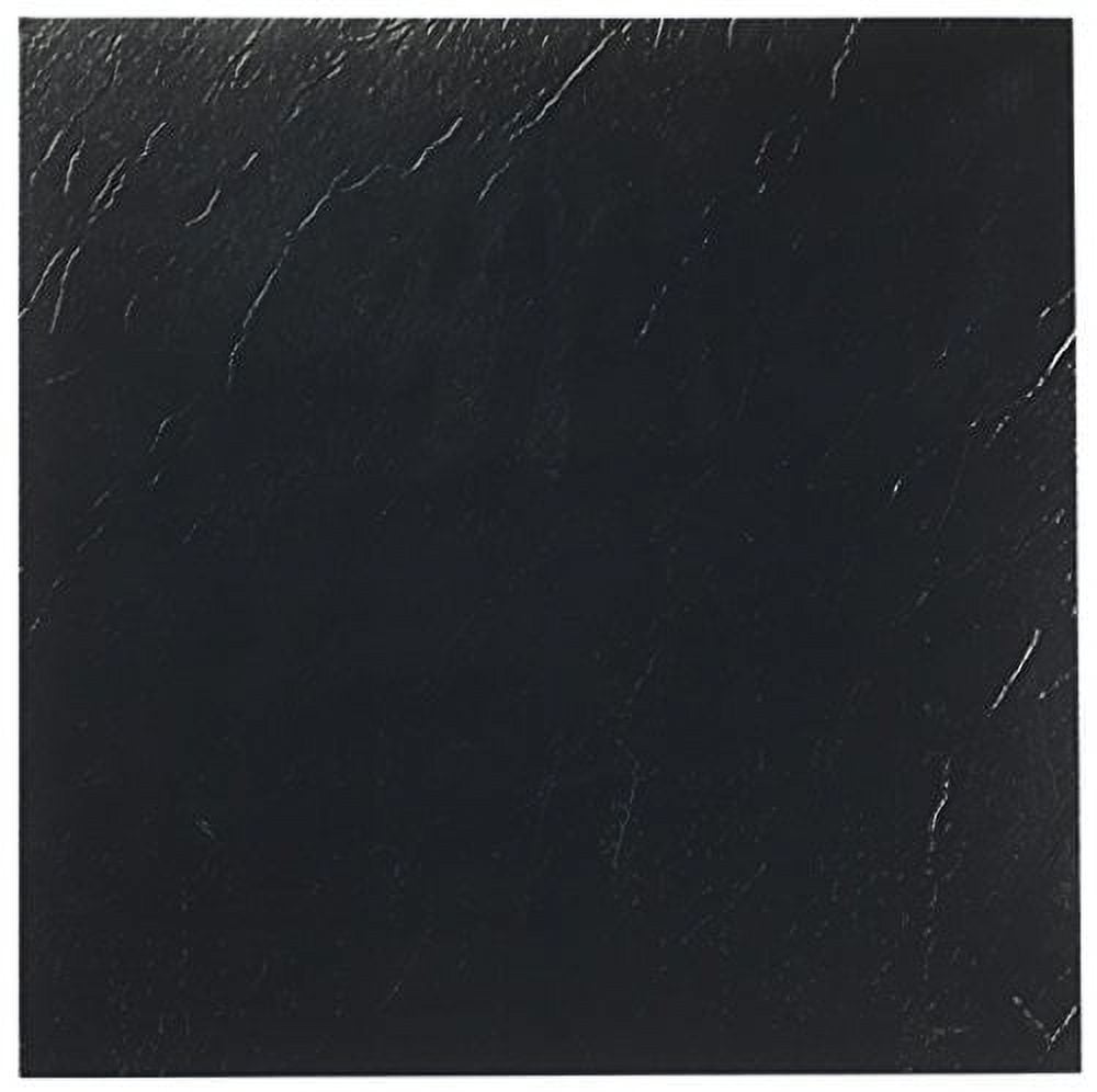 Solid Black 12'' x 12'' Vinyl Self-Adhesive Floor Tiles, 20-Pack
