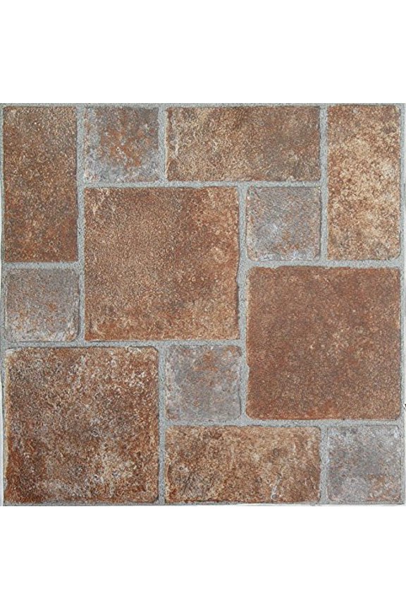 Roman Palace Collection 20 Pack of 12" x 12" Self Adhesive High Gloss (No Wax) Finish 1.2mm Thick Vinyl Tiles - Brick