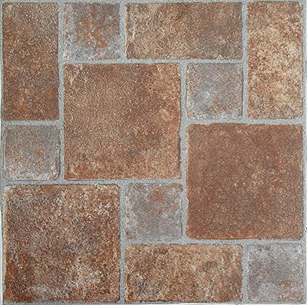 Roman Palace Collection 20 Pack of 12" x 12" Self Adhesive High Gloss (No Wax) Finish 1.2mm Thick Vinyl Tiles - Brick
