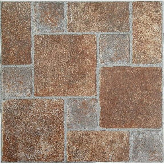 Roman Palace Collection 20 Pack of 12" x 12" Self Adhesive High Gloss (No Wax) Finish 1.2mm Thick Vinyl Tiles - Brick
