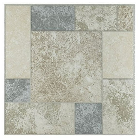 Roman Palace Collection 20 Pack of 12" x 12" Self Adhesive High Gloss (No Wax) Finish 1.2mm Thick Vinyl Tiles - Marble