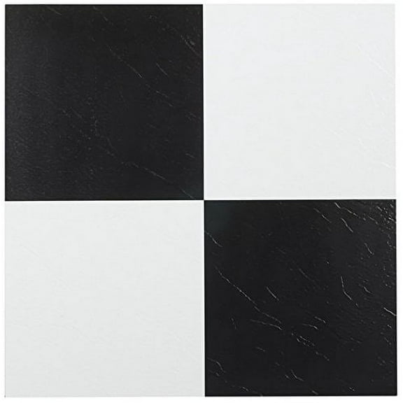 Roman Palace Collection 20 Pack of 12" x 12" Self Adhesive High Gloss (No Wax) Finish 1.2mm Thick Vinyl Tiles - Black