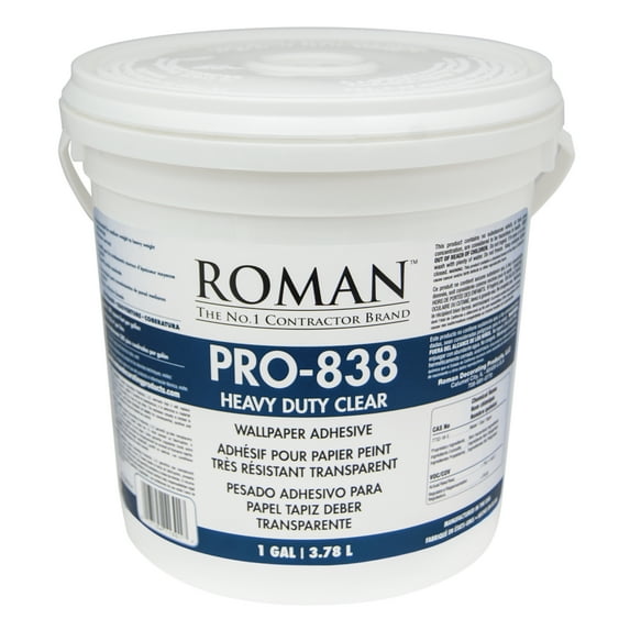 Roman Pro-838 Heavy Duty Clear Wallpaper Adhesive, 1-gallon, (300 Sq. Ft)