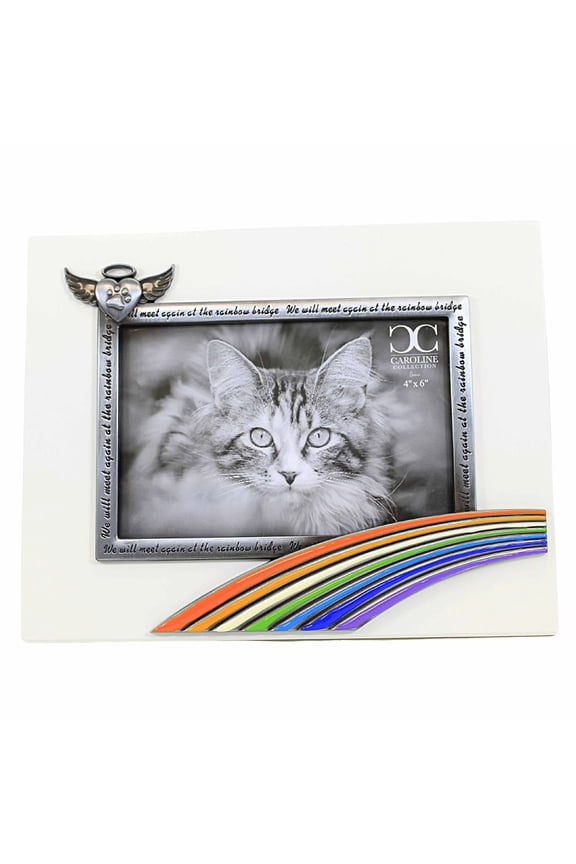 Rainbow Bridge Frame - One Frame 7.0 Inch, - Angel Wings Paw Print 11835