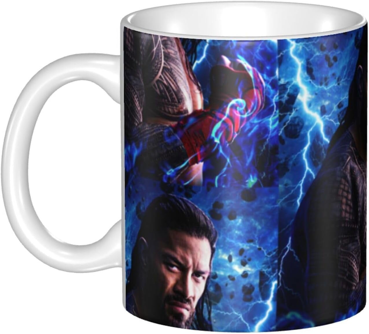 Roman Reigns 12oz Ceramic Tea Cup with Handle Reusable Mug Drinking Cups for Milk Modern Travel Mugs Coffee Accessories for Running for Mother's Day