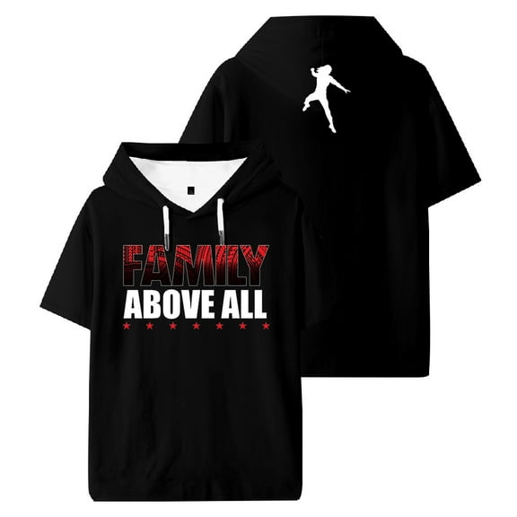 Roman Reigns Family Above All Hooded T-shirt Short Sleeve Sport Gym Tee Women Men Outdoor Sportwear