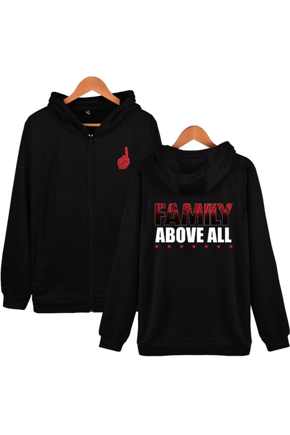 Roman Reigns Family Above All Printed Zipper Hooded Sweatshirt Casual Zip up Hoodies