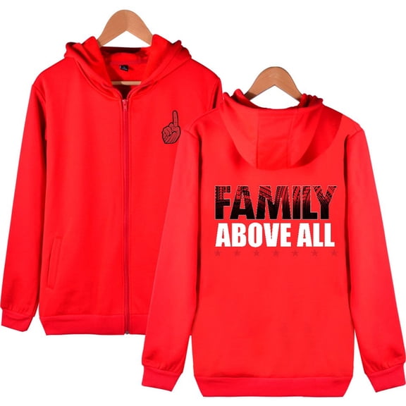 Roman Reigns Family Above All Printed Zipper Hooded Sweatshirt Casual Zip up Hoodies