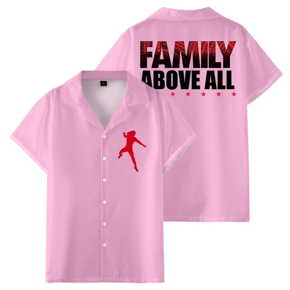 Roman Reigns Family Above All Shirts Women Men's Short Sleeve Button-up T-shirt Trendy Outfits