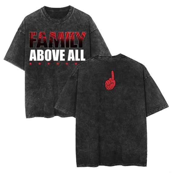 Roman Reigns Family Above All Washed Cotton T-shirt Fashion Short Sleeve Casual Tees
