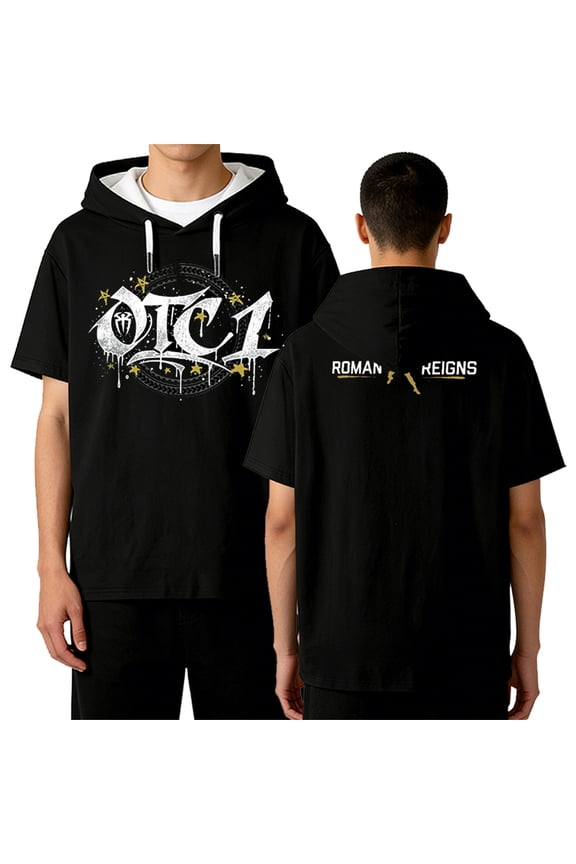 Roman Reigns Gold OTC1 Hooded T-shirt Short Sleeve Sport Tee Women Men Streetwear Tops