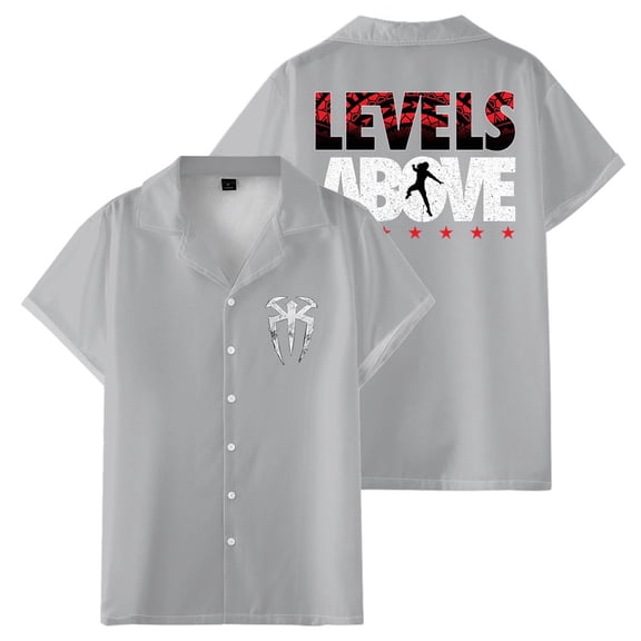 Roman Reigns Levels Above Shirt Women Men Casual Camp Collar Short Sleeve V-Neck Fashion Shirts