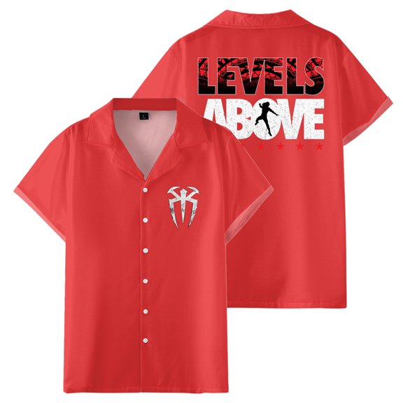 Roman Reigns Levels Above Women Men's Short Sleeve Button-up Shirts Casual T-shirt Trendy Outfits