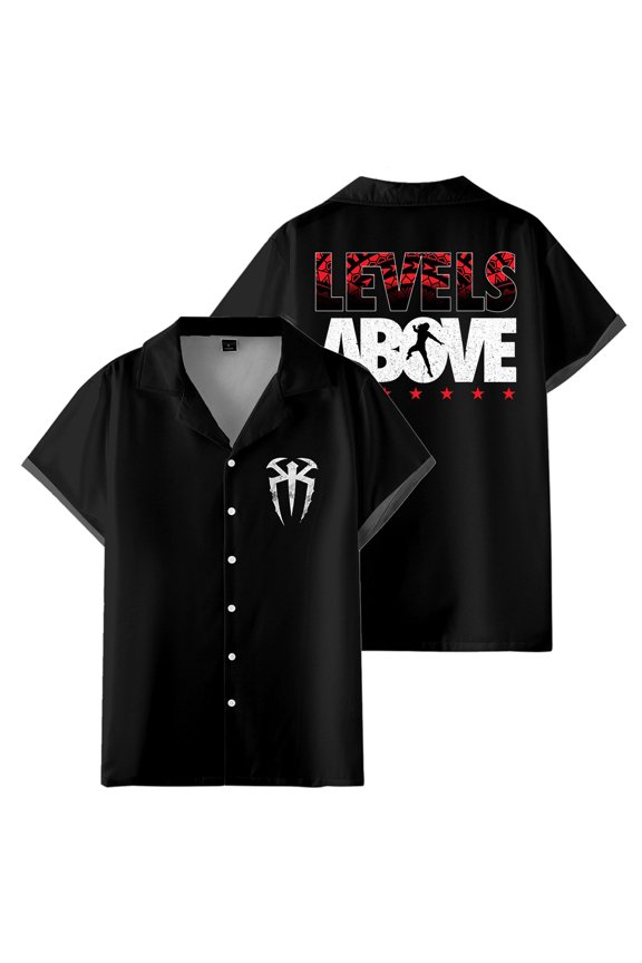 Roman Reigns Levels Above Women Men's Short Sleeve Button-up Shirts Casual T-shirt Trendy Outfits