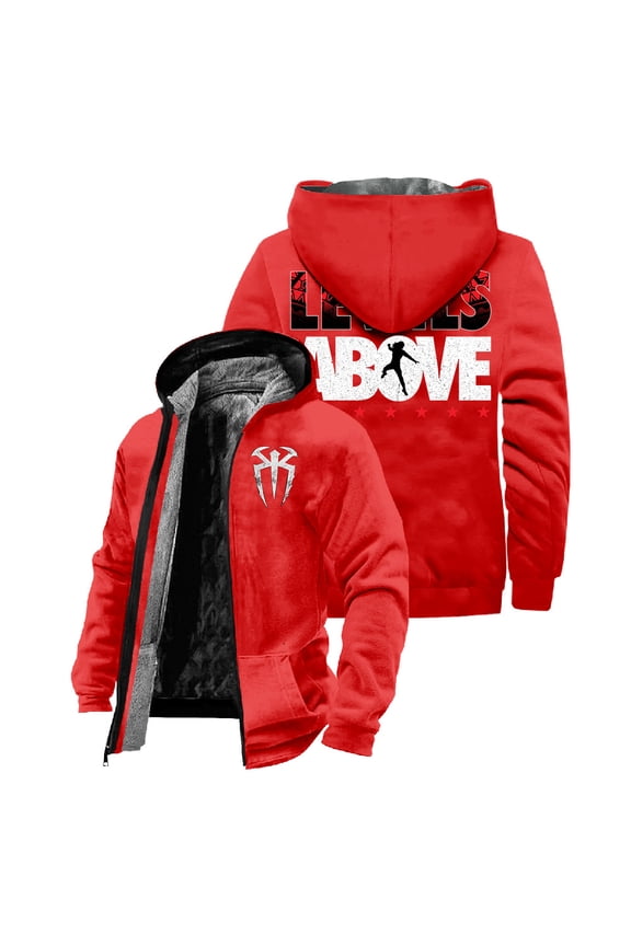 Roman Reigns Levels Above Zipper Hoodie Winter Coat Long Sleeve Streetwear Women Men Jacket Parkas