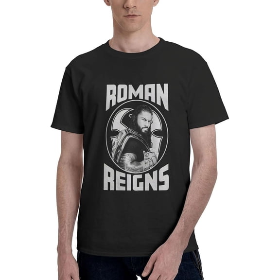 Roman Reigns Men Womens Casual Fashion Cotton Crewneck Short Sleeve T-Shirt Black