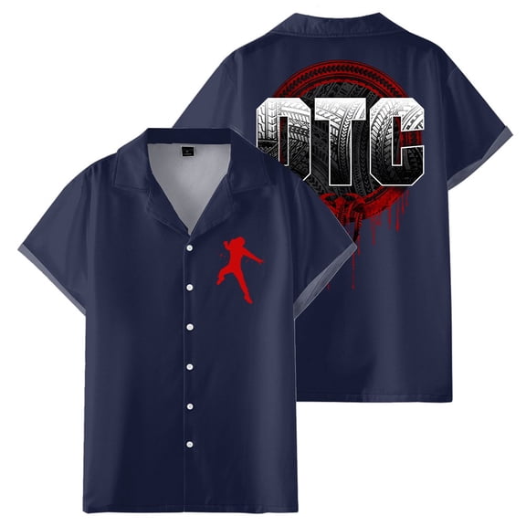 Roman Reigns OTC Shirt Women Men Casual Camp Collar Short Sleeve V-Neck Fashion Shirts