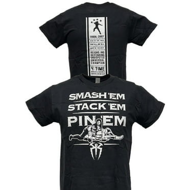 Roman Reigns Smash Stack Pin Mens Black T-shirt