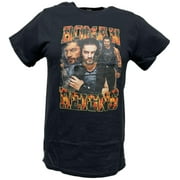Roman Reigns Three Pose Fire Mens Black T-shirt