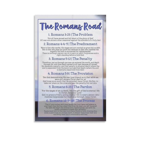 The Roman Road to Salvation Romans Road Tract Verses Canvas Wall Art Posters For Room Aesthetic And Decor Poster For Bedroom Living Room Bathroom Kitchen Office Decor Unframed 12x18inch(30x45cm)