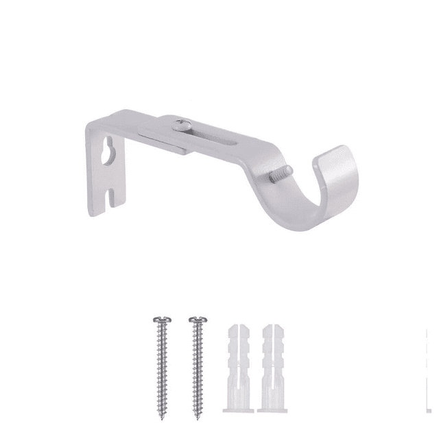 Roman Rod Bracket, White, Adjustable Curtain Rod Brackets Wall Mounted Metal Single Rod Holder Black