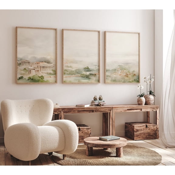 Roman Ruins Triptych Italy Landscape Architecture Art Set 3 Stretched Canvas 12x18