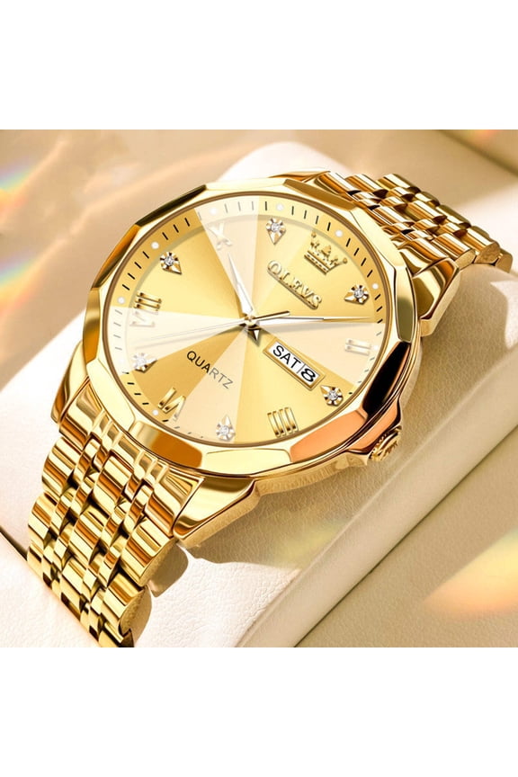 Roman Scale Double Calendar Quartz Watch Waterproof