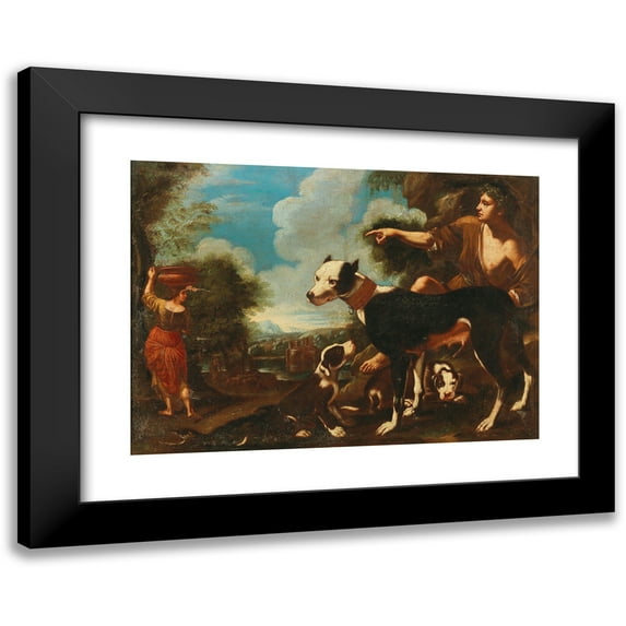 Roman School 18x14 Black Modern Framed Museum Art Print Titled - Cephalus and Procris (17th Century)