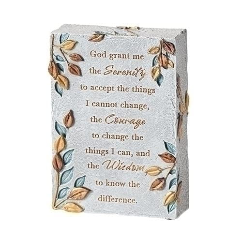 Roman Serenity Prayer Box Decorative Sign, 5.25-inch Height, Tabletop Decoration