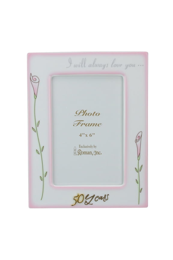 Set of 2 Wedding 50th Anniversary Photo Picture Frames 4" x 6" - White