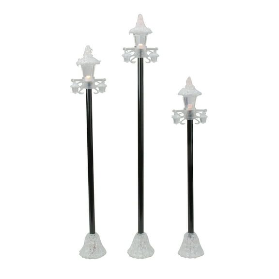Roman LED Lighted Victorian-Style Christmas Village Lampposts - 16.5" - Set of 3