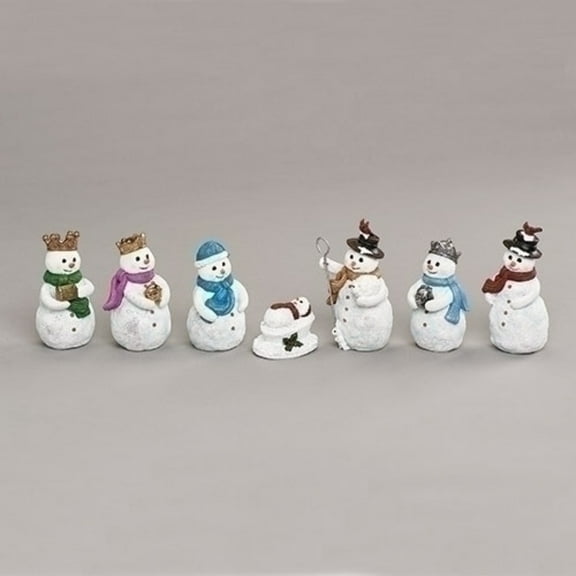 Roman Set of 7 Snowman Nativity Christmas Figurines 5.5"