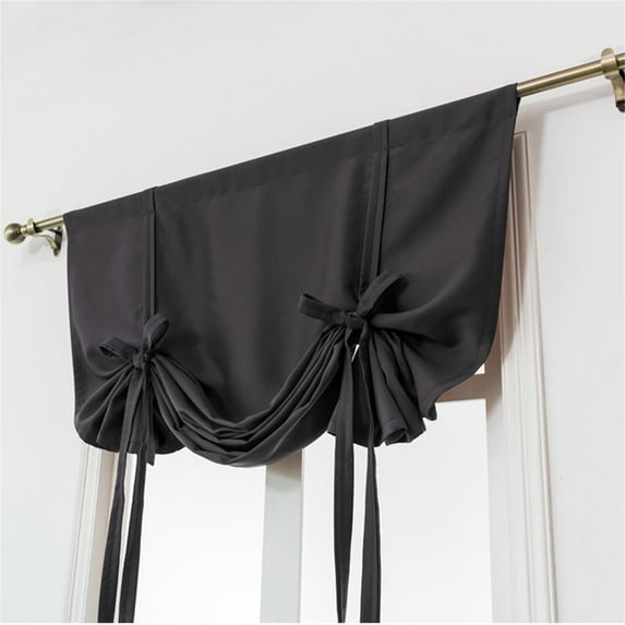 Roman Shade Curtain Beige Tie-Up Window Curtain Thermal Insulated Rod Pocket Shade for Small Windows Bathroom Kitchen,window curtain,roman shade,insulated curtain,Black,1Pc