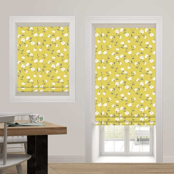 Roman Shades Blackout Window Shades - Leaf Fabric Light Filtering Custom Roman Shades Blinds for Windows, Doors, French Doors, Kitchen Windows (1 Piece) outdoor curtains