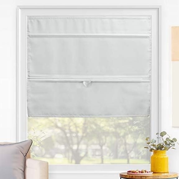 Roman Shades for Windows, Window Shades for Home, Magnetic Roman Shades, Window Treatments, Room Darkening Shades, Roman Window Shades, 33" W X 64" H, Runway Grey (Light Filtering)