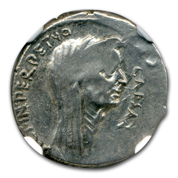 Roman Silver Denarius Emperor Julius Caesar (44 BC) XF NGC