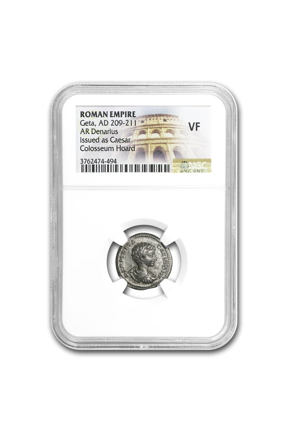 Roman Silver Denarius Geta (209-211 AD) VF NGC (Random Coin)