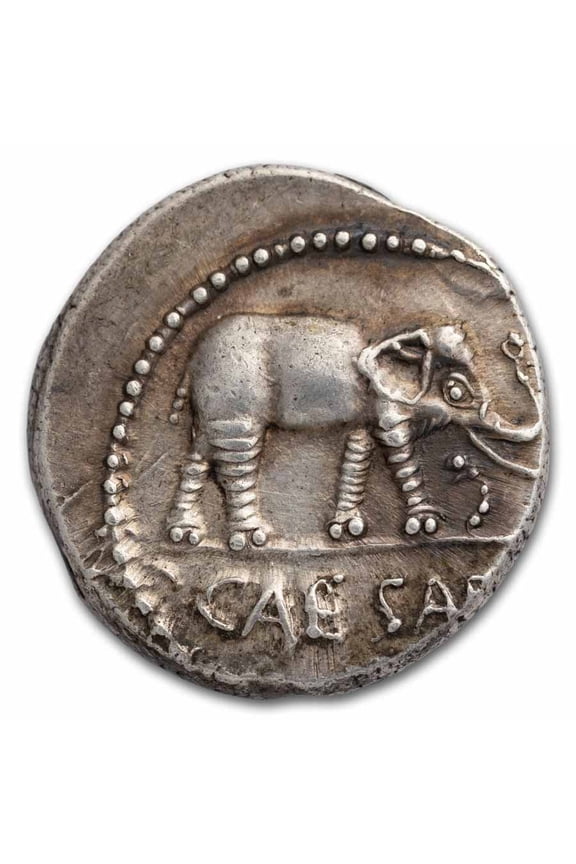 Roman Silver Denarius Julius Caesar Elephant (49-48 BC) Ch XF