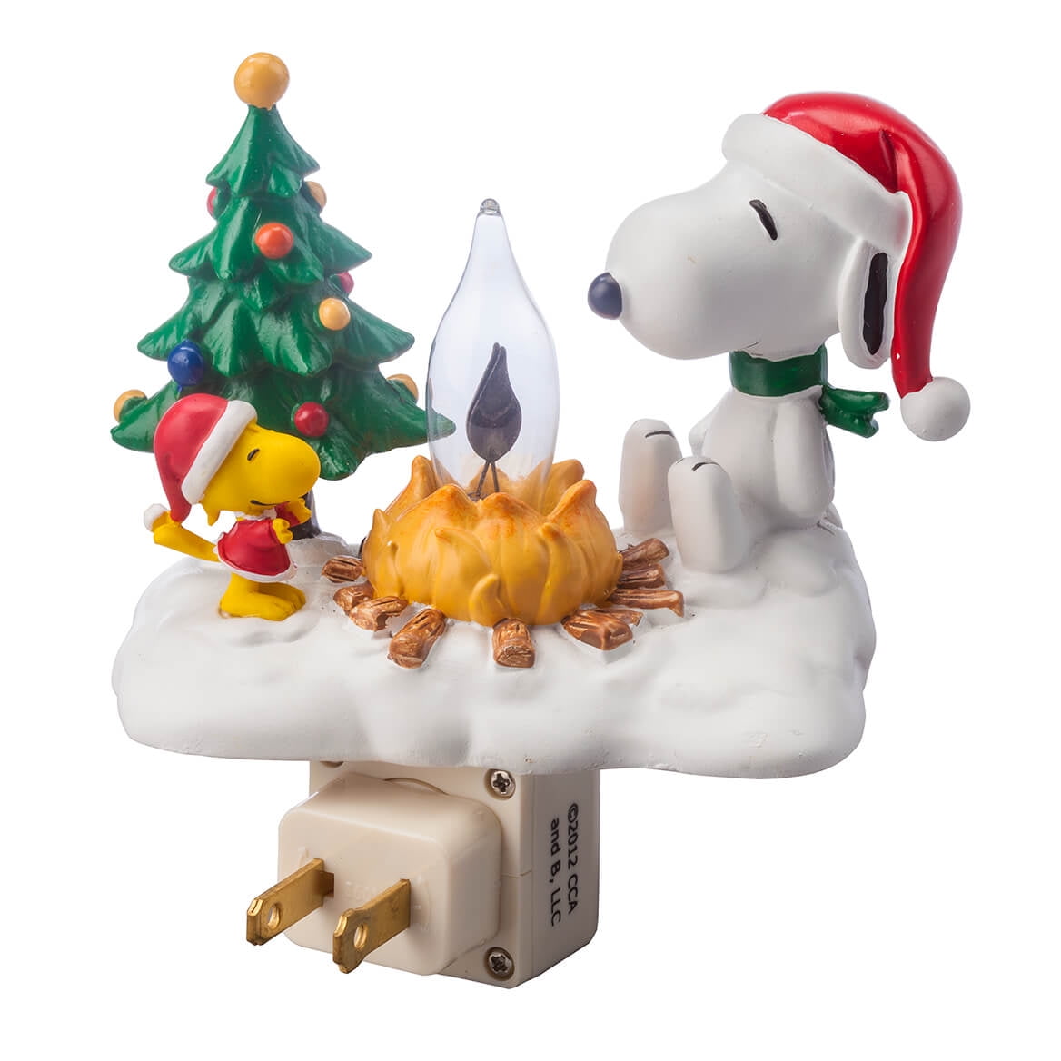 Snoopy and Woodstock Campfire Christmas Night Light Resin 4.25 in.