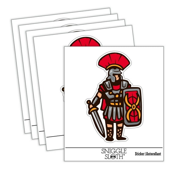 Roman Soldier Centurion Sword Shield Car Window Bumper Water Bottle Phone Tablet Laptop Waterproof Vinyl Decal Sticker Set 5-Pack - Gloss Finish - 4.0"