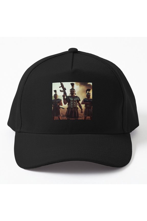 Roman Soldiers Ready to Fight Baseball Cap, Ancient Battle Formation Graphic Design, Classic Hat