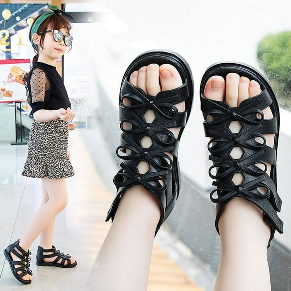 Roman Style Girls Summer Sandals Beach Sandals Outdoor Rubber Sandals Black