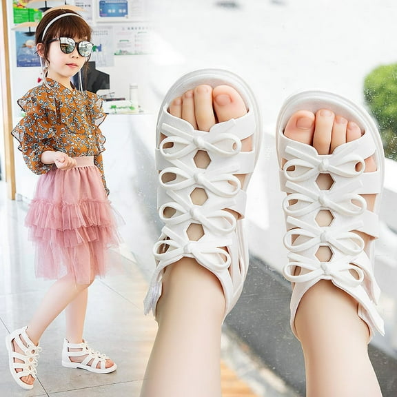 Roman Style Girls Summer Sandals Beach Sandals Outdoor Rubber Sandals White