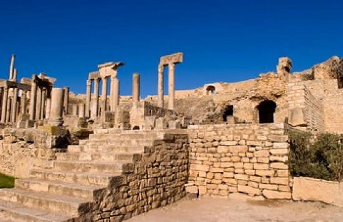 Roman Theater Ancient Architecture Dougga Tunisia Canvas Art - Bill Bachmann DanitaDelimont (34 x 22)