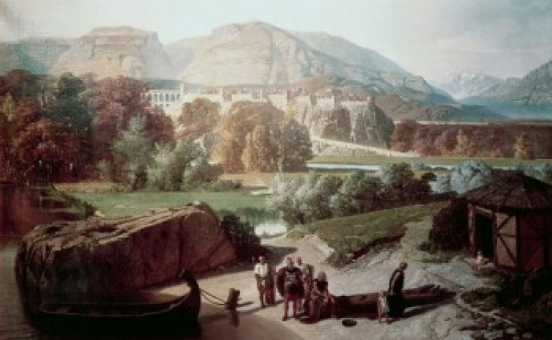 Roman Town At The Foot Of The Alps Penguilly-LHaridon Octave(1811-1870 French) Canvas Art - Octave Penguilly LHaridon (24 x 36)