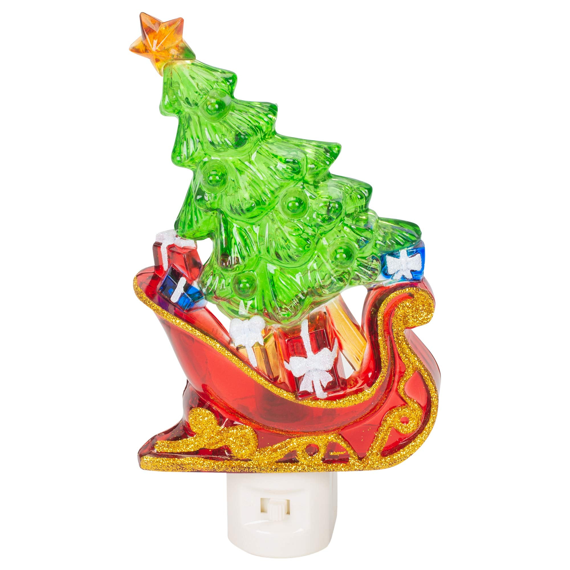 Roman Tree in A Sleigh Acrylic Swivel Plug-in Bubble Night Christmas Lights
