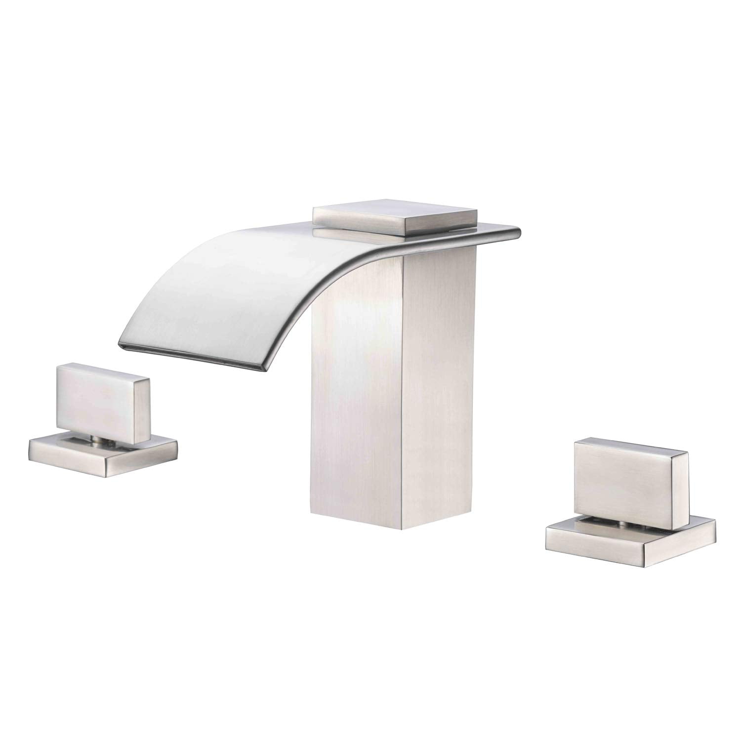 Roman Tub Faucet Brushed Nickel 3 Hole Widespread Bathtub With High Flow Waterfall Spout